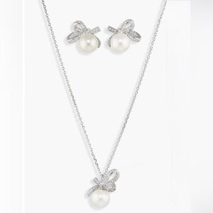 KATE SPADE ♠️ New York 🩶ALL TIED UP🩶 NECKLACE AND STUD EARRINGS SET🌟NWT🌟